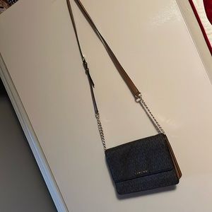 Michael Kors brown crossbody with leather & gold chain strap